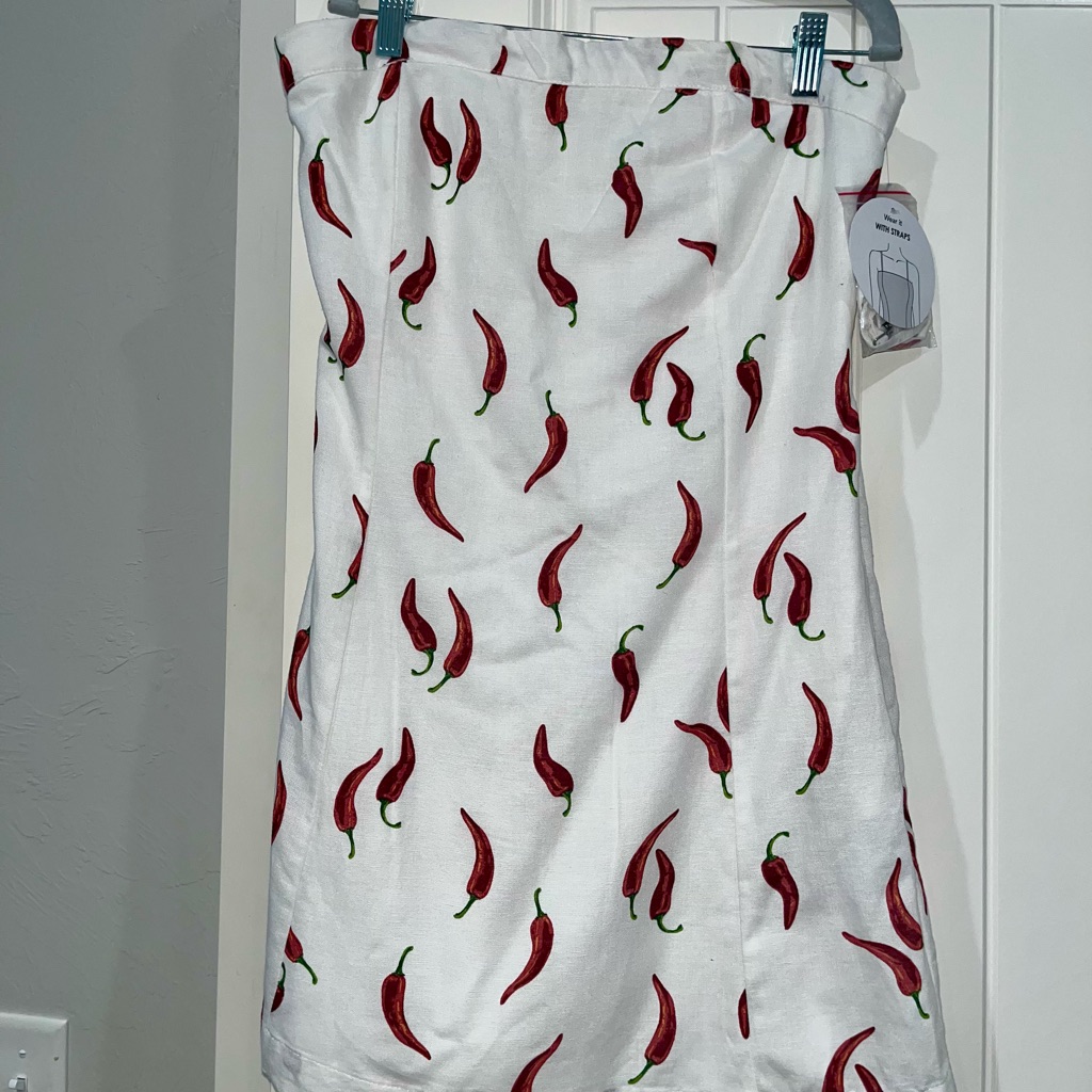 Jessica Simpson White And Red Chili Pepper Mini Dress